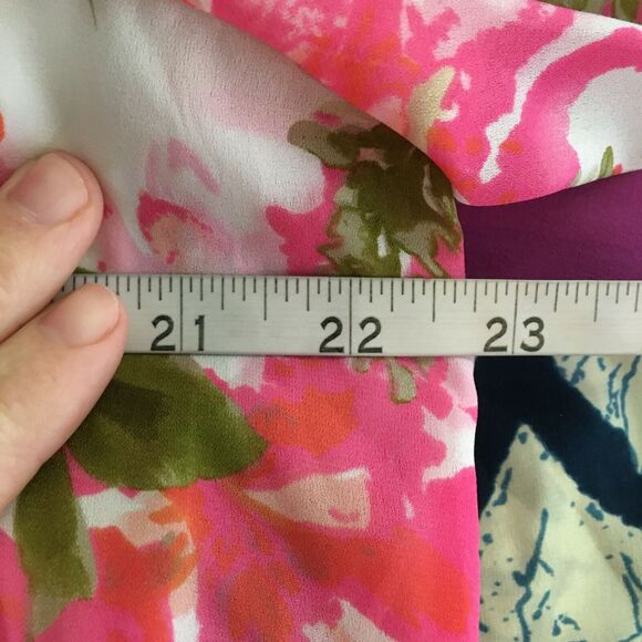 Jones New York‎ Shirt Womens Sz L Pink Floral Chiffon Long Sleeve Tunic Top - Picture 7 of 8
